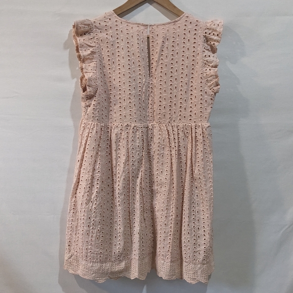 NWT Blush Pink Mustard Seed 100% Cotton Eyelet Babydoll Dress Romper Size M - Picture 7 of 11